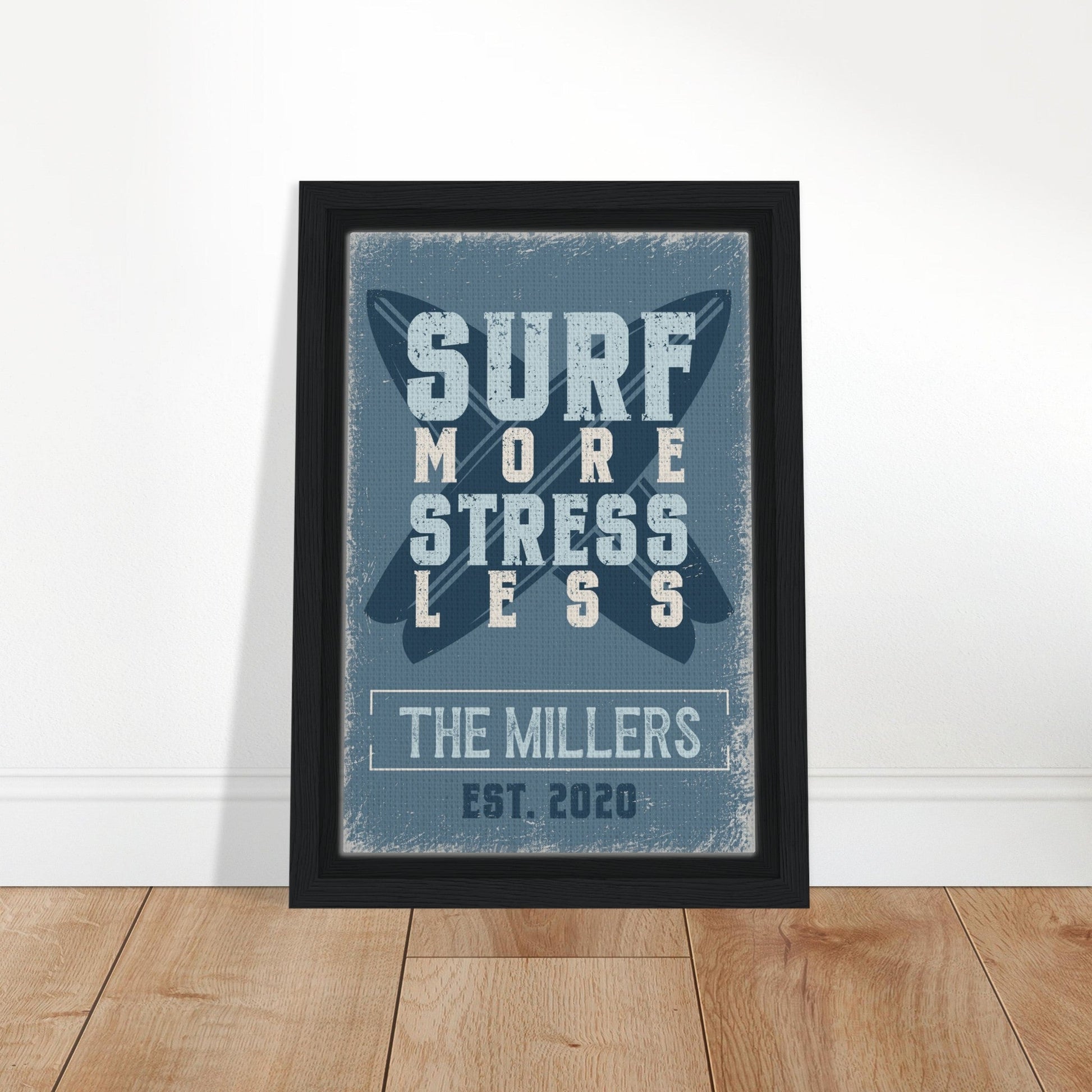 Surf More Stress Less Framed Canvas - Out of Office Outfitters - Print Material