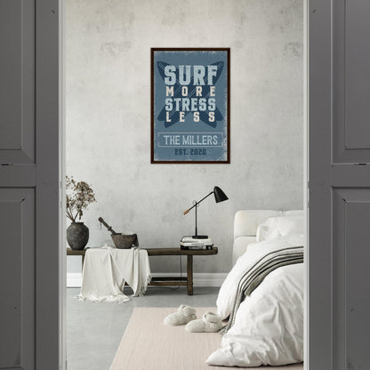 Surf More Stress Less Framed Canvas - Out of Office Outfitters - Print Material