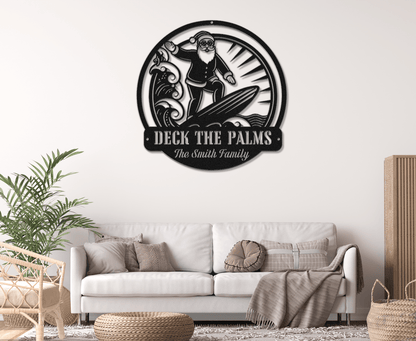 Surfing Santa Christmas Card Display - Out of Office Outfitters - Die - Cut Sign