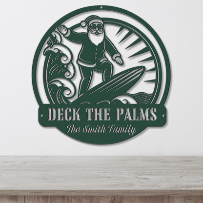 Surfing Santa Christmas Card Display - Out of Office Outfitters - Die - Cut Sign