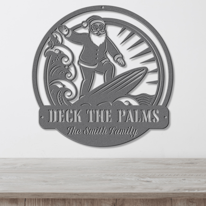 Surfing Santa Christmas Card Display - Out of Office Outfitters - Die - Cut Sign