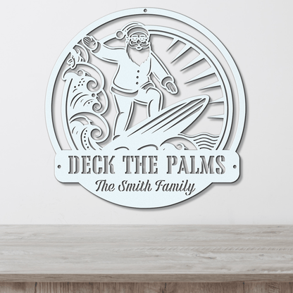 Surfing Santa Christmas Card Display - Out of Office Outfitters - Die - Cut Sign