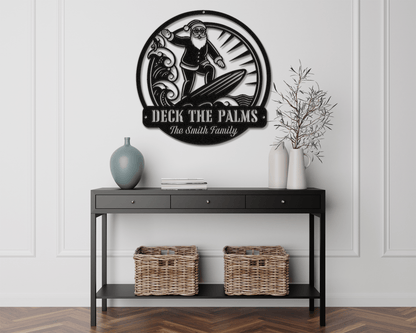 Surfing Santa Christmas Card Display - Out of Office Outfitters - Die - Cut Sign