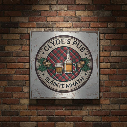Tartan and Whiskey Scottish Pub Brushed Aluminum Bar Sign - Out of Office Outfitters - Print Material