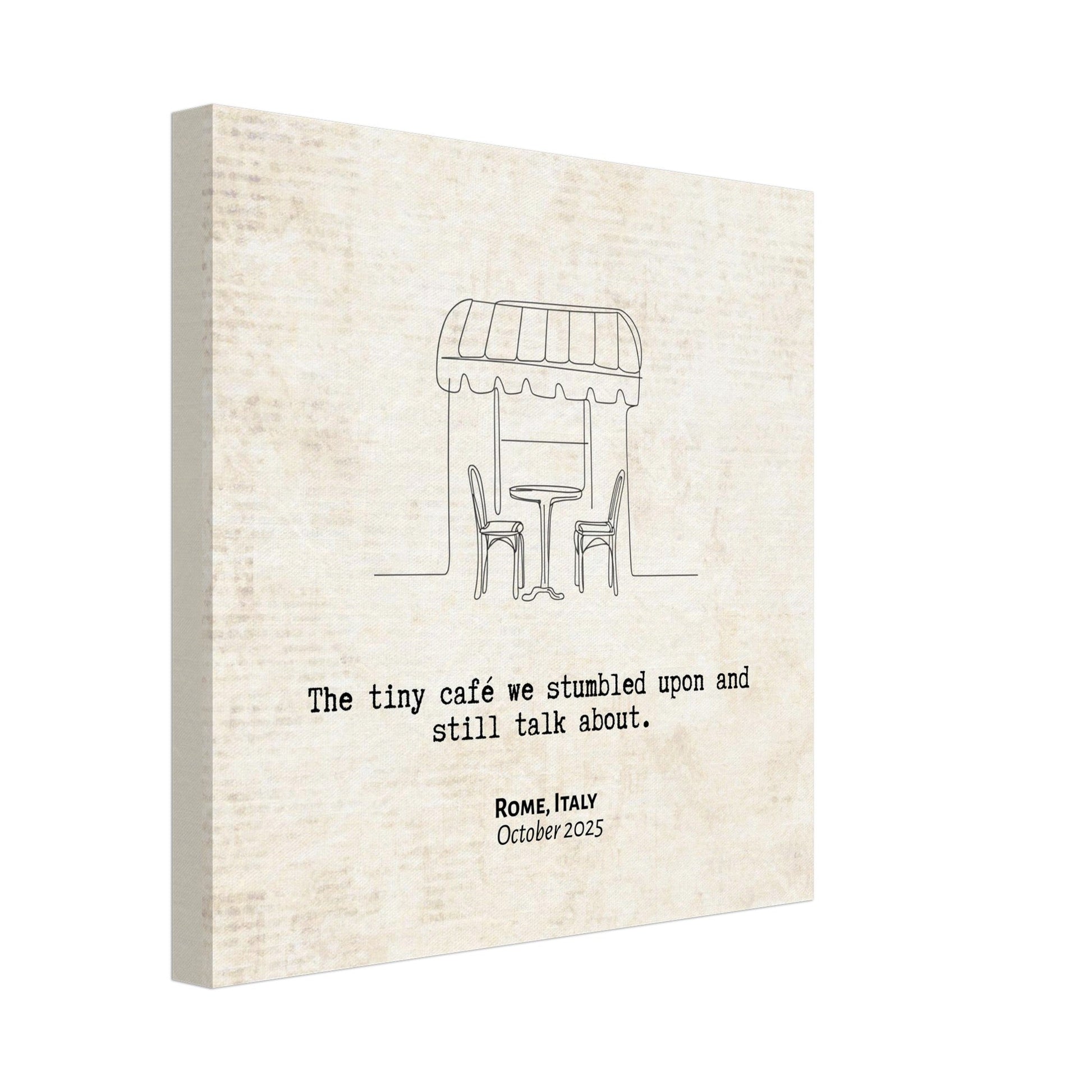 "The Cafe We Still Talk About" - Personalized Travel Micro Memory Canvas - Out of Office Outfitters - 