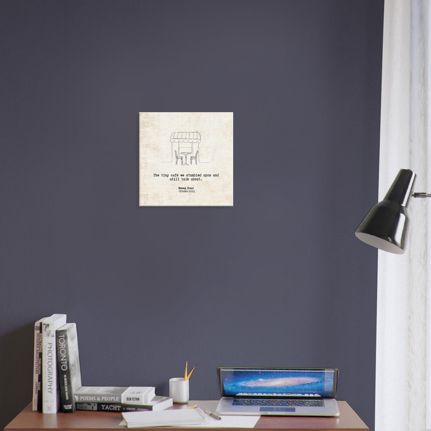 "The Cafe We Still Talk About" - Personalized Travel Micro Memory Canvas - Out of Office Outfitters - 