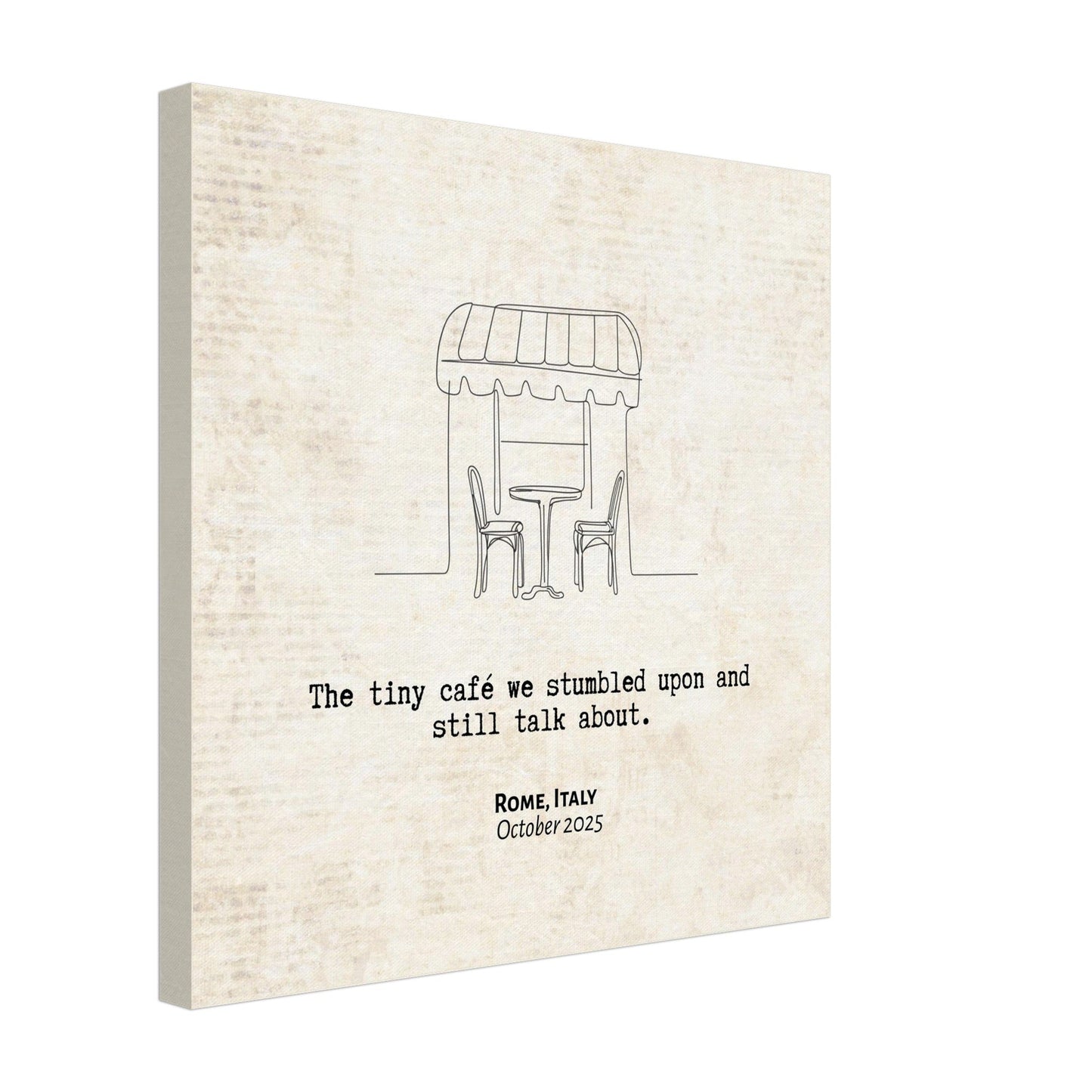"The Cafe We Still Talk About" - Personalized Travel Micro Memory Canvas - Out of Office Outfitters - 