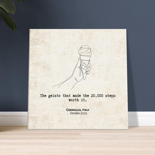 "The Gelato Worth 20,000 Steps" - Personalized Travel Micro Memory Canvas - Out of Office Outfitters - 