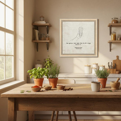 "The Gelato Worth 20,000 Steps" - Personalized Travel Micro Memory Framed Canvas - Out of Office Outfitters - Print Material