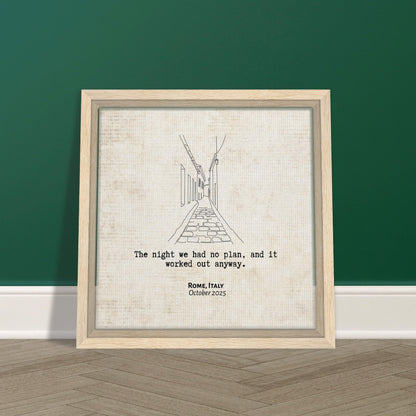 "The Night We Had No Plan" - Personalized Travel Micro Memory Framed Canvas - Out of Office Outfitters - Print Material