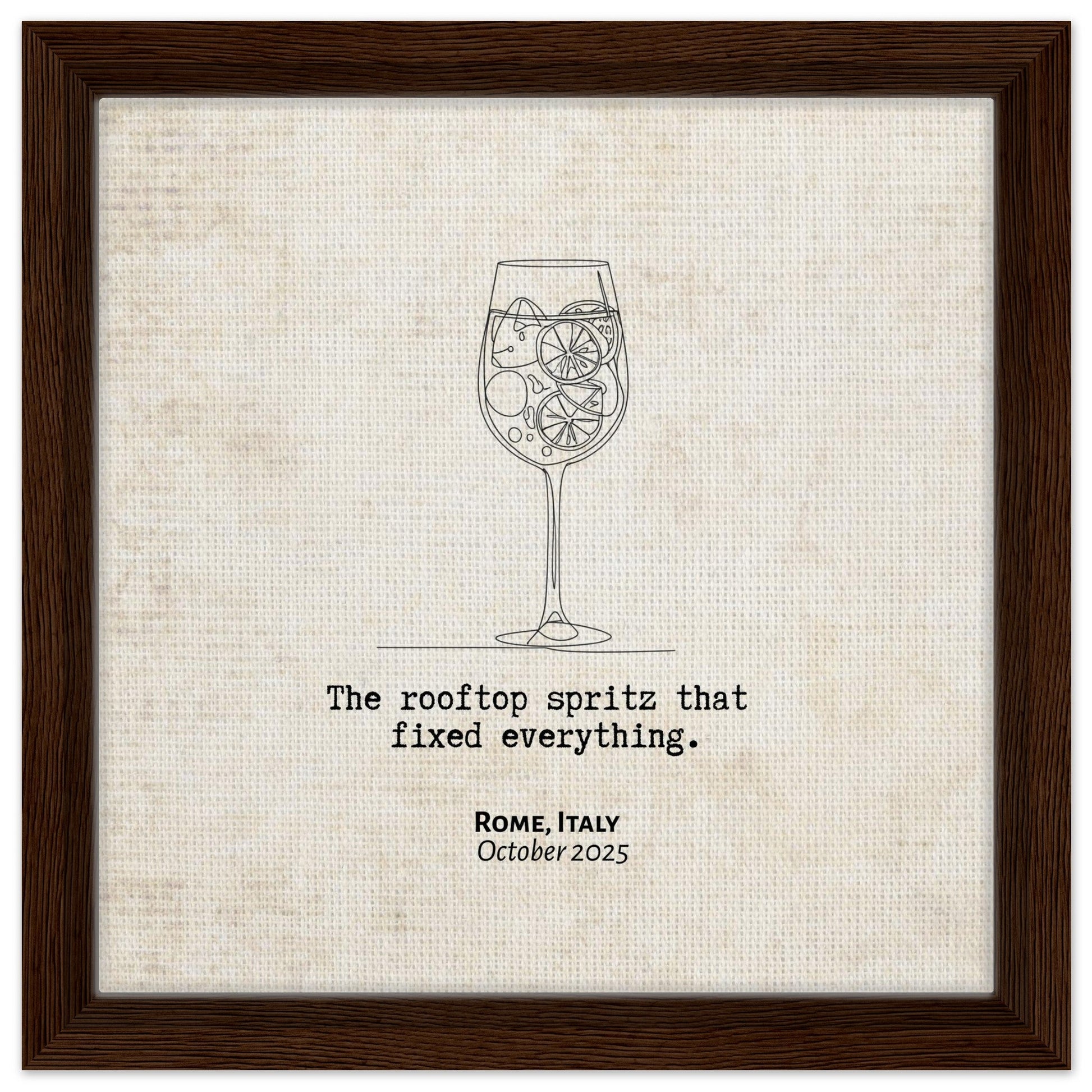 "The Rooftop Spritz" - Personalized Travel Micro Memory Framed Canvas - Out of Office Outfitters - Print Material