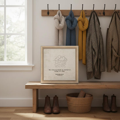 "The Storm We Danced In" - Personalized Travel Micro Memory Framed Canvas - Out of Office Outfitters - Print Material