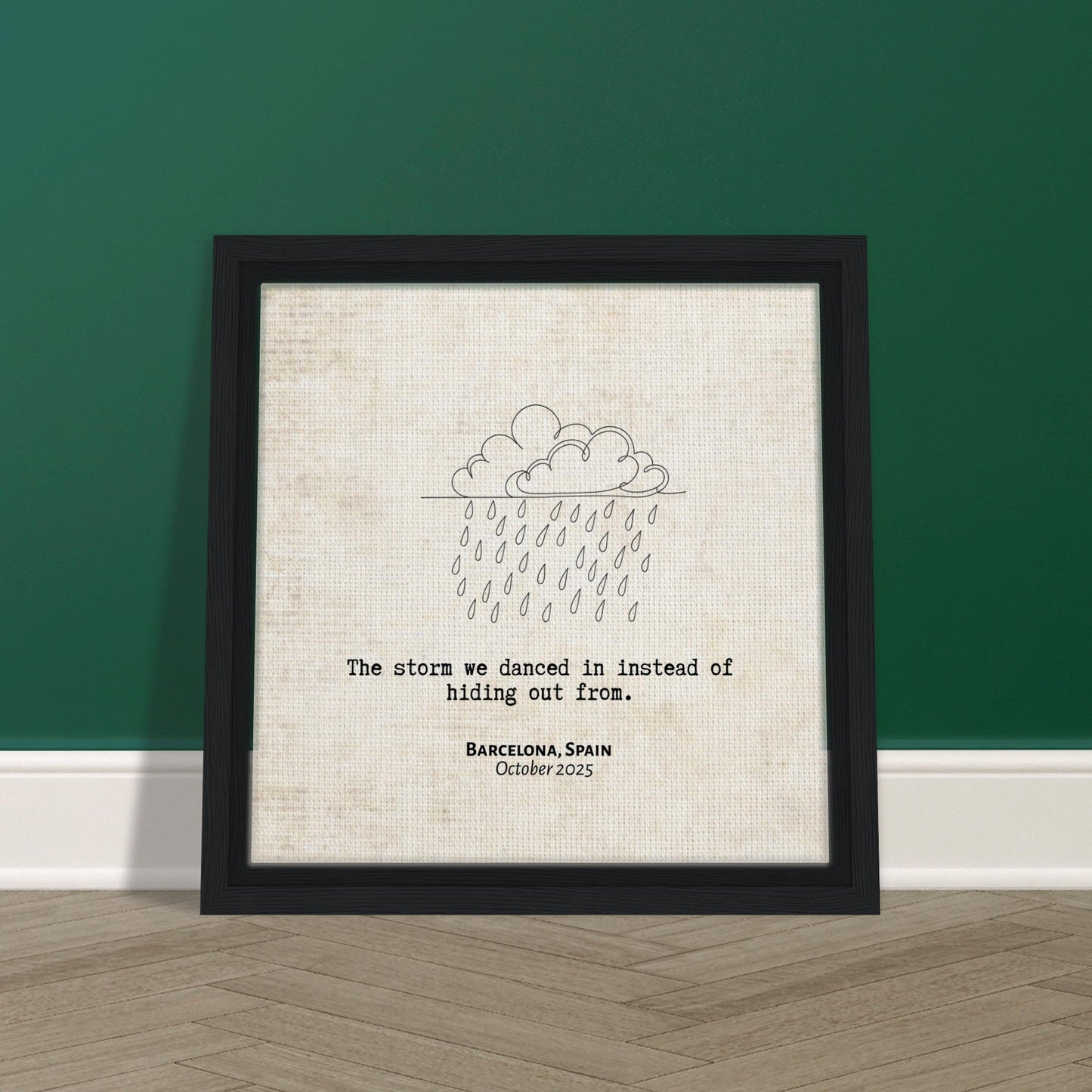 "The Storm We Danced In" - Personalized Travel Micro Memory Framed Canvas - Out of Office Outfitters - Print Material