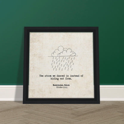 "The Storm We Danced In" - Personalized Travel Micro Memory Framed Canvas - Out of Office Outfitters - Print Material