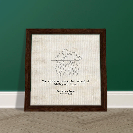 "The Storm We Danced In" - Personalized Travel Micro Memory Framed Canvas - Out of Office Outfitters - Print Material