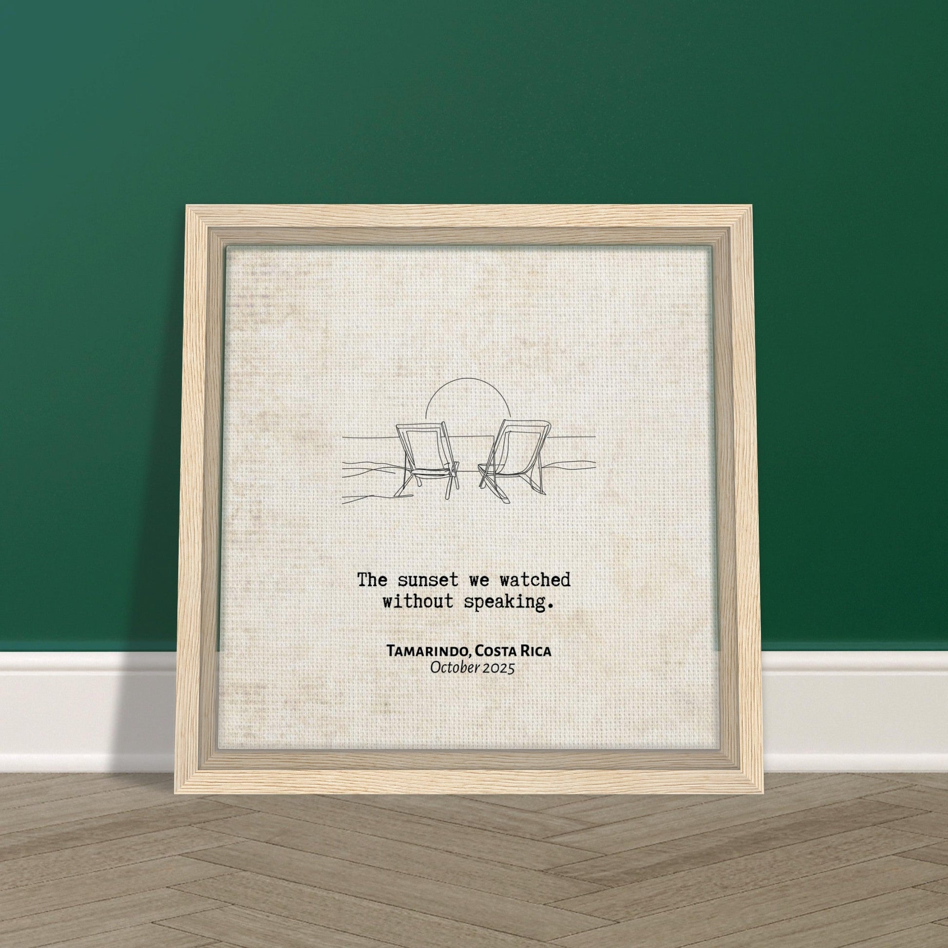 "The Sunset Without Speaking" - Personalized Travel Micro Memory Framed Canvas - Out of Office Outfitters - Print Material