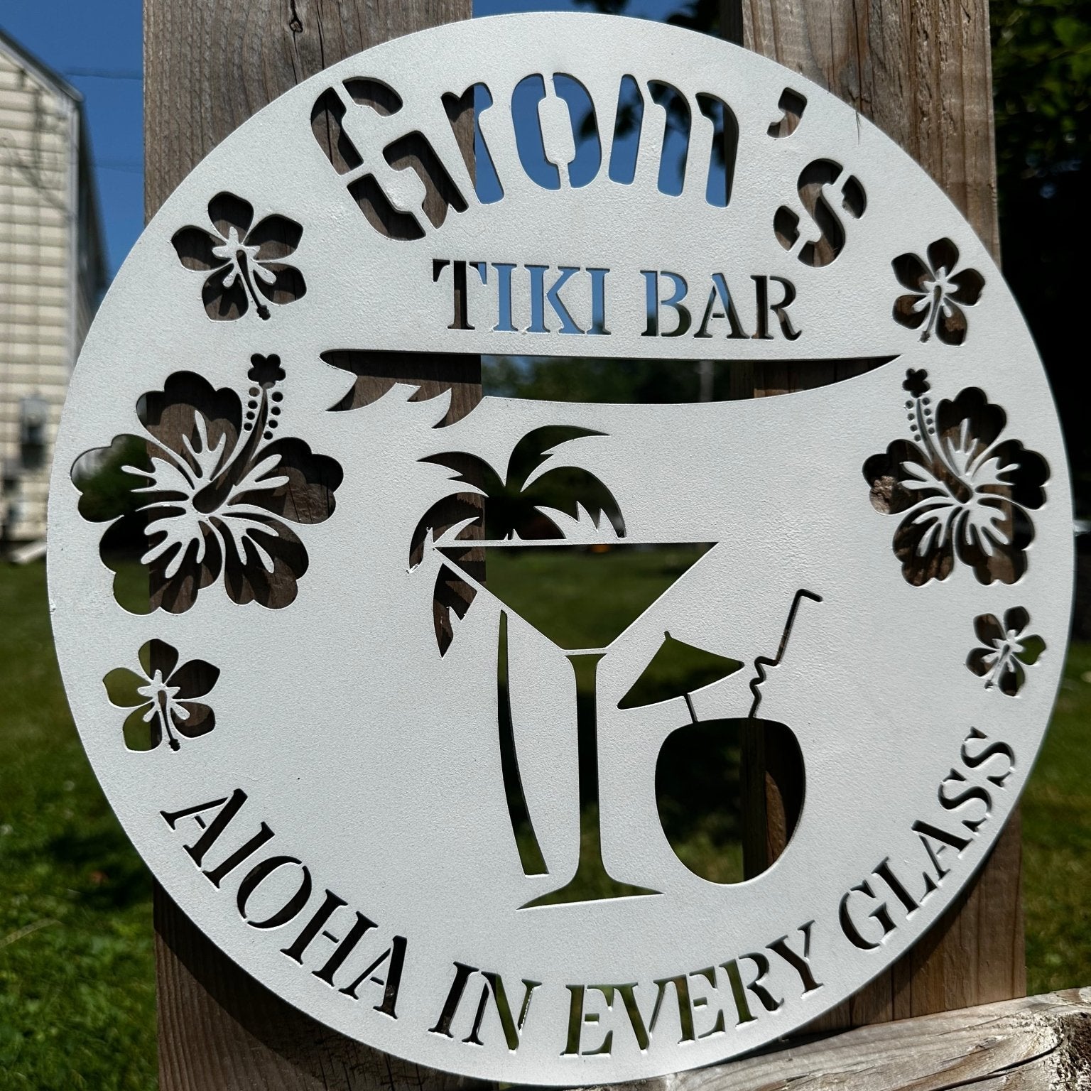 Tiki Bar Metal Sign (Personalize Me!) - Out of Office Outfitters - Die - Cut Sign