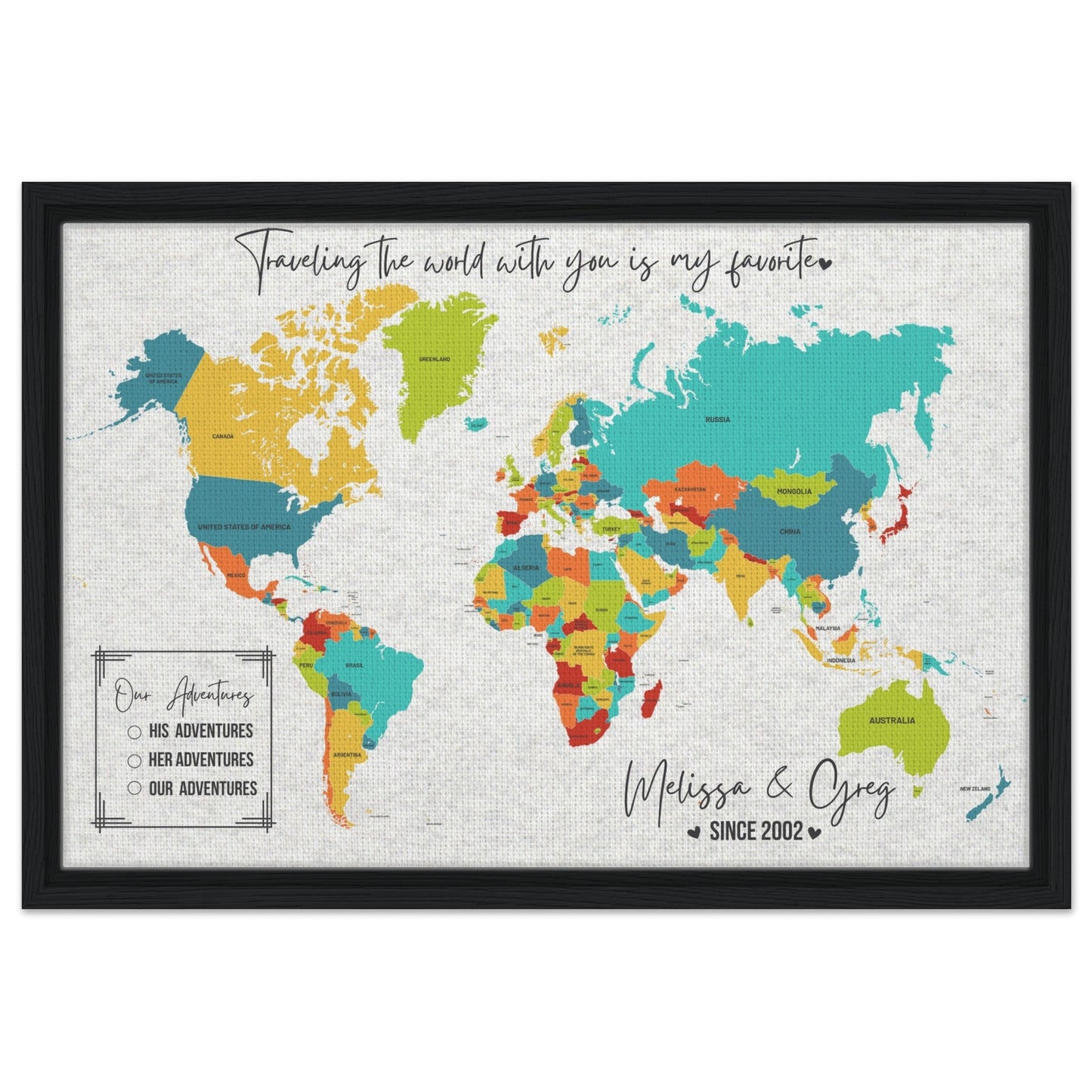 Traveling with You is My Favorite World Pin Map - Out of Office Outfitters - Print Material