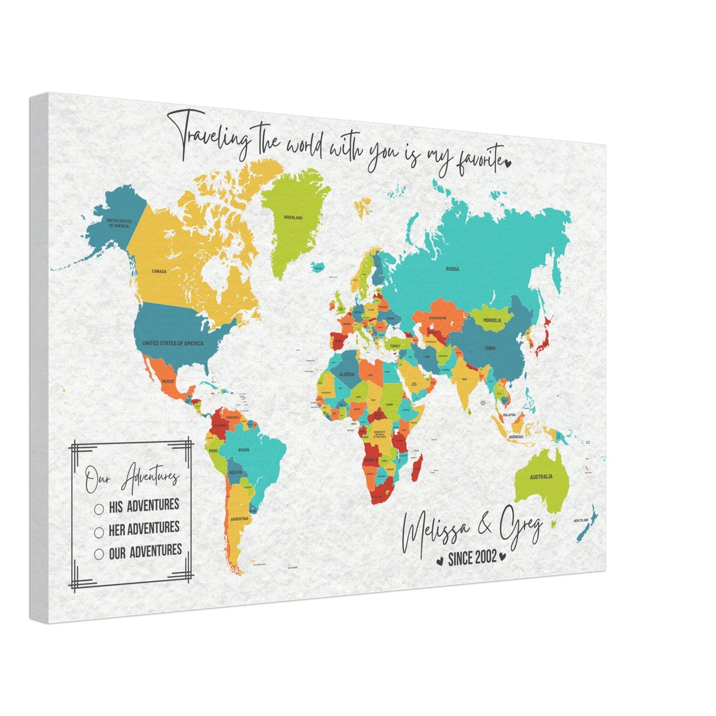 Traveling with You is My Favorite World Pin Map - Out of Office Outfitters - Print Material
