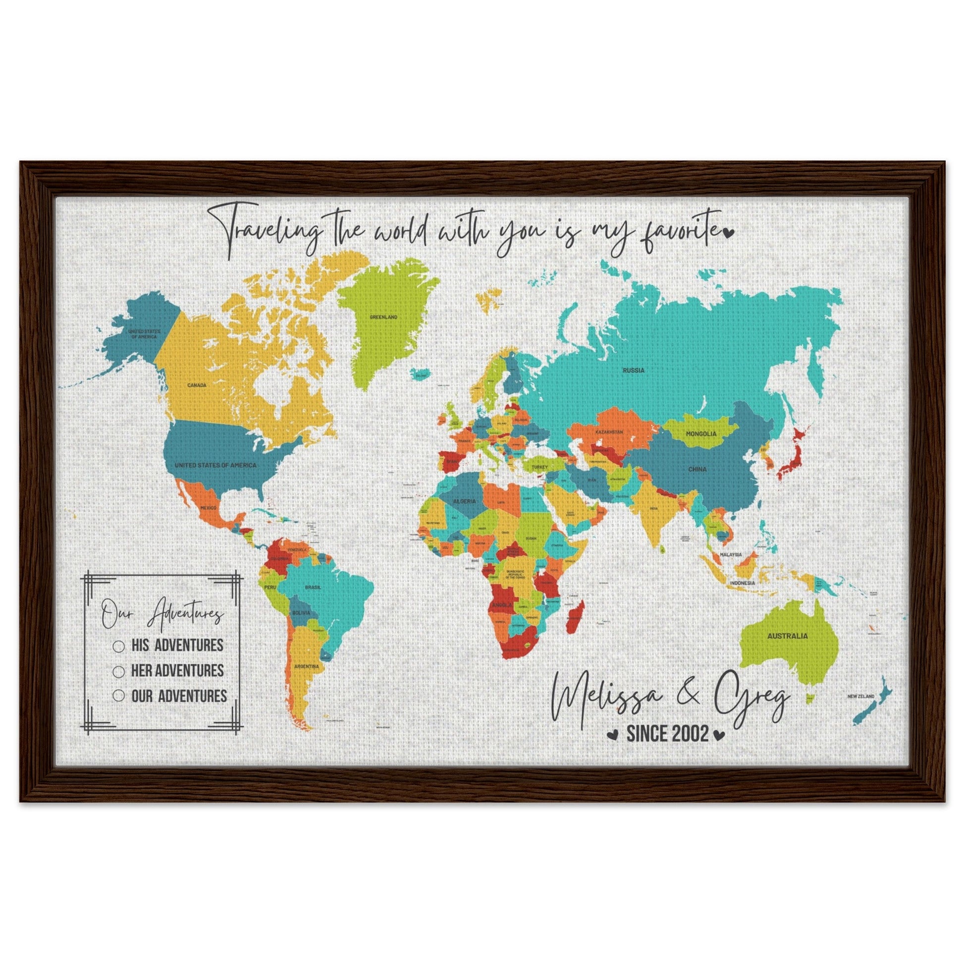 Traveling with You is My Favorite World Pin Map - Out of Office Outfitters - Print Material