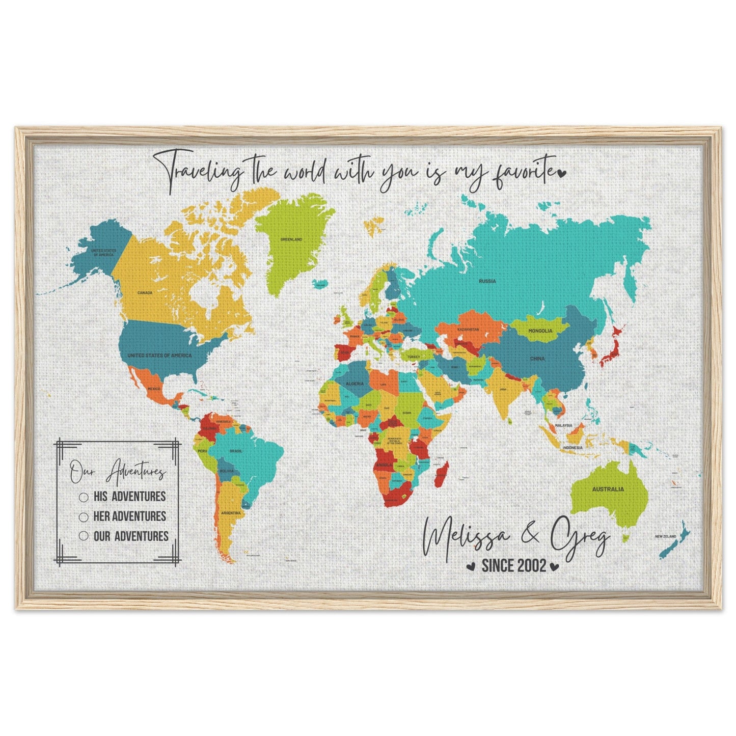 Traveling with You is My Favorite World Pin Map - Out of Office Outfitters - Print Material
