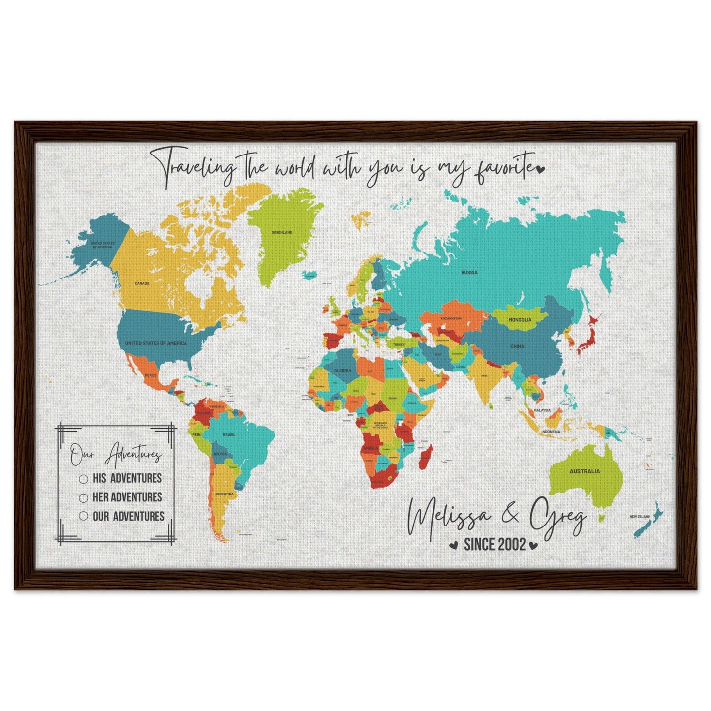 Traveling with You is My Favorite World Pin Map - Out of Office Outfitters - Print Material