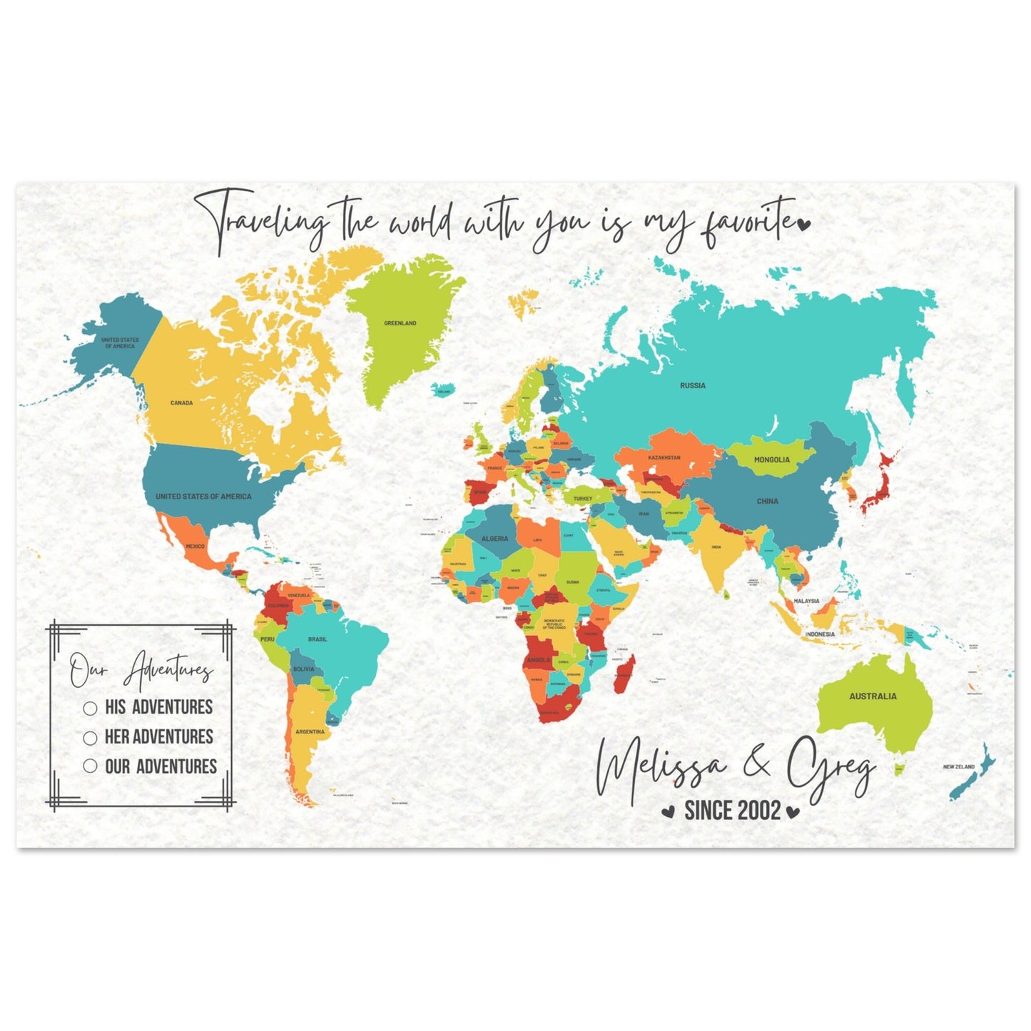 Traveling with You is My Favorite World Pin Map - Out of Office Outfitters - Print Material