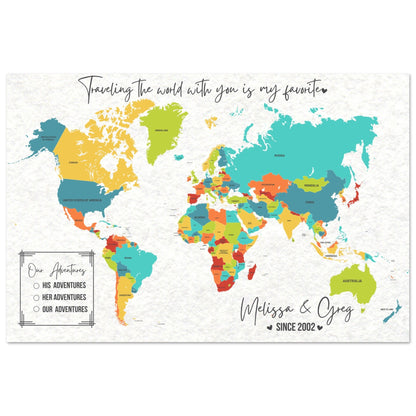 Traveling with You is My Favorite World Pin Map - Out of Office Outfitters - Print Material