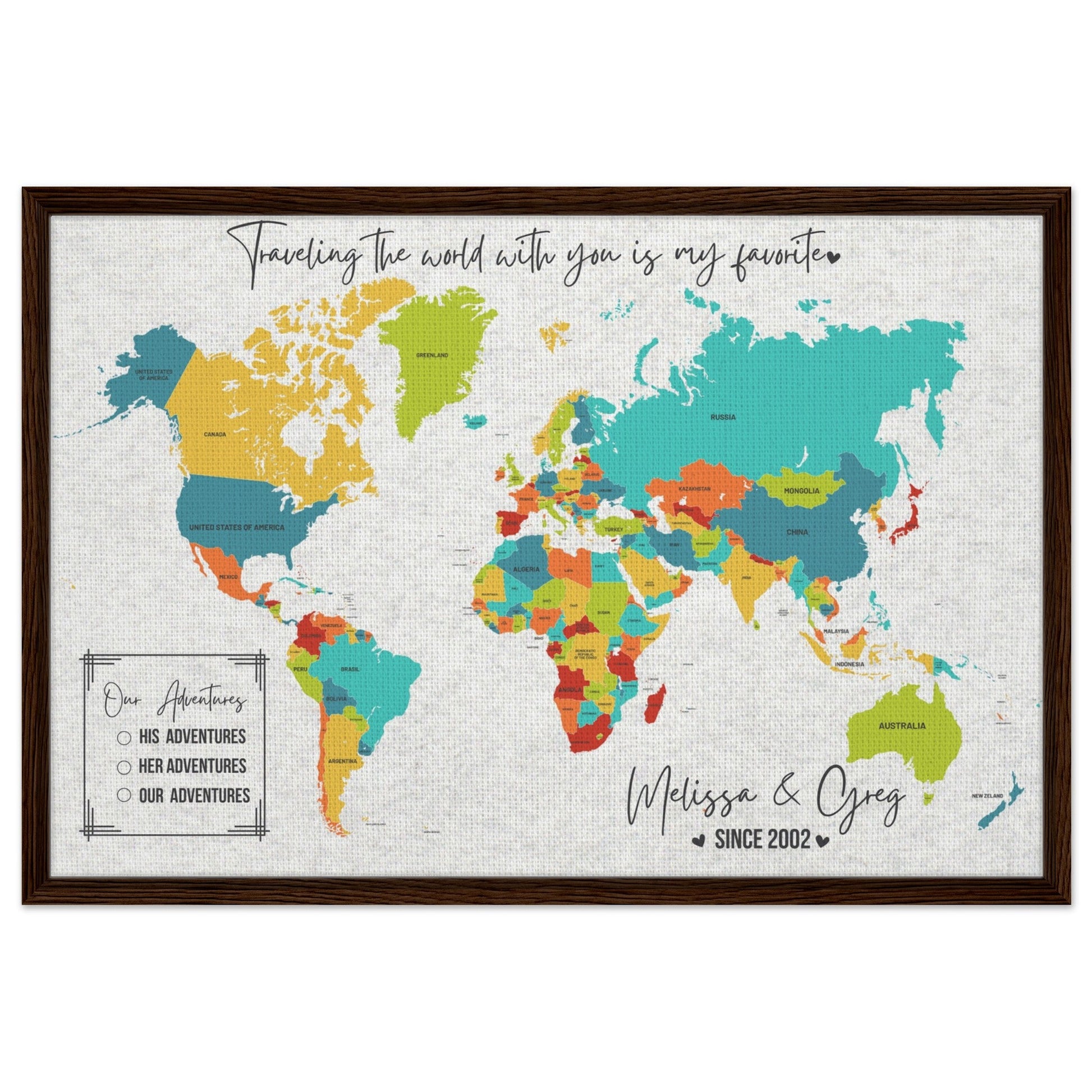 Traveling with You is My Favorite World Pin Map - Out of Office Outfitters - Print Material