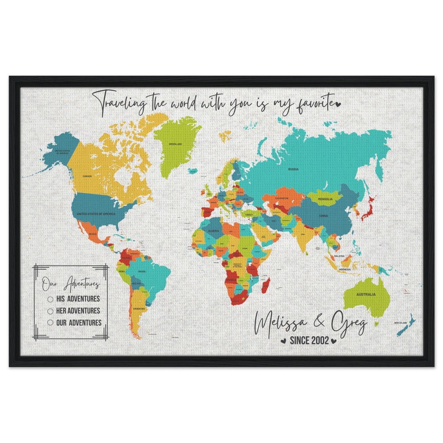 Traveling with You is My Favorite World Pin Map - Out of Office Outfitters - Print Material