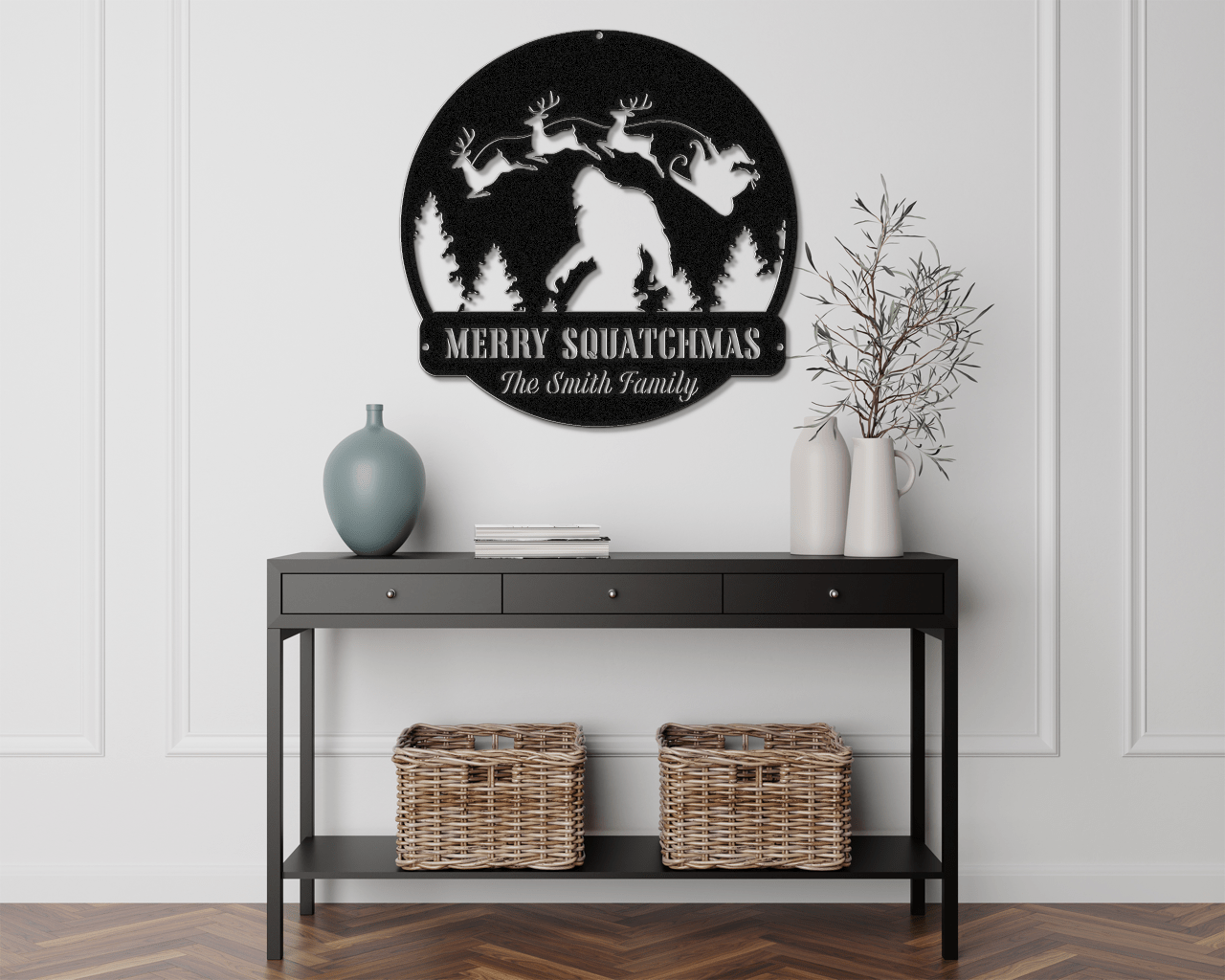 Twas the Night Before Sasquatch Christmas Card Display - Out of Office Outfitters - Die - Cut Sign