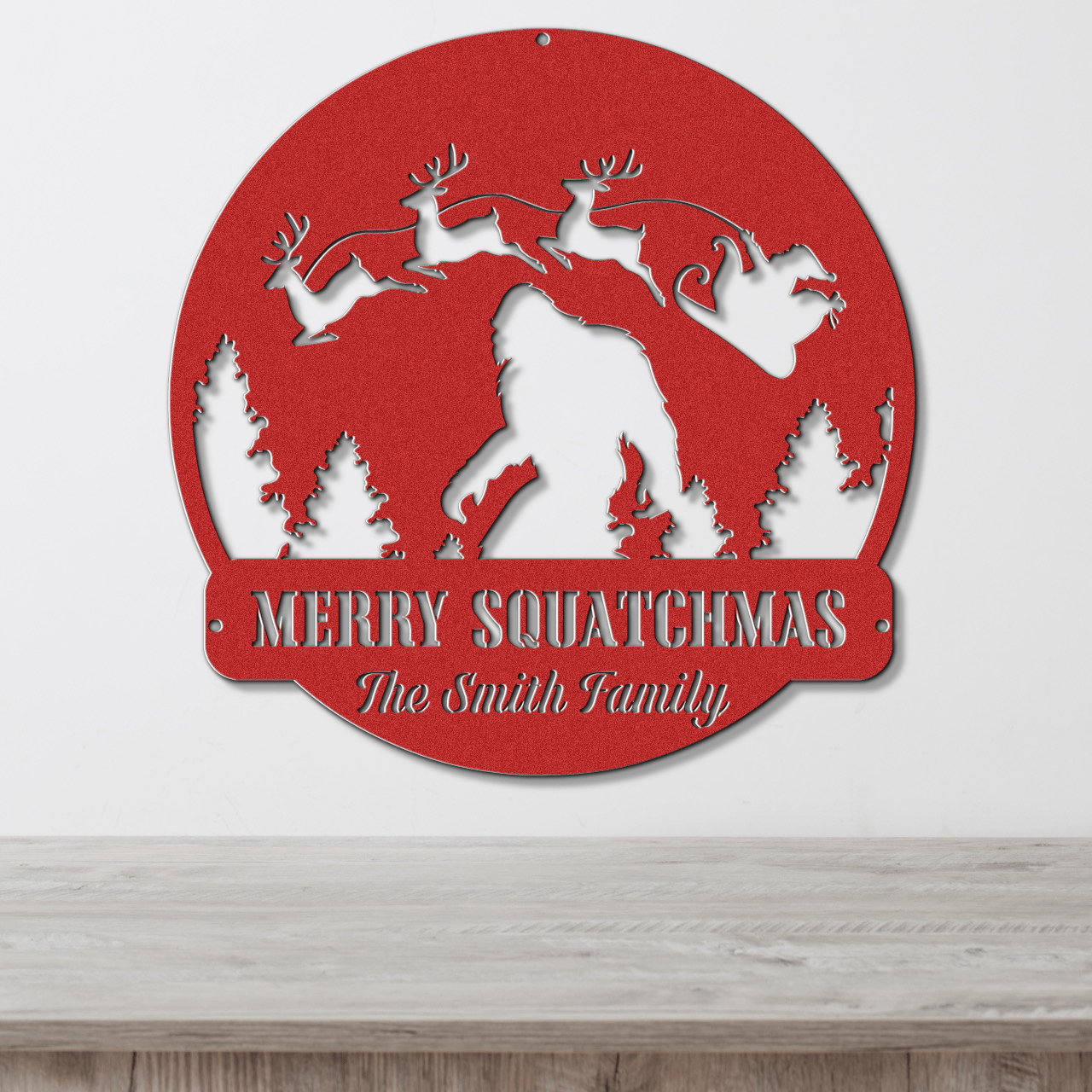Twas the Night Before Sasquatch Christmas Card Display - Out of Office Outfitters - Die - Cut Sign