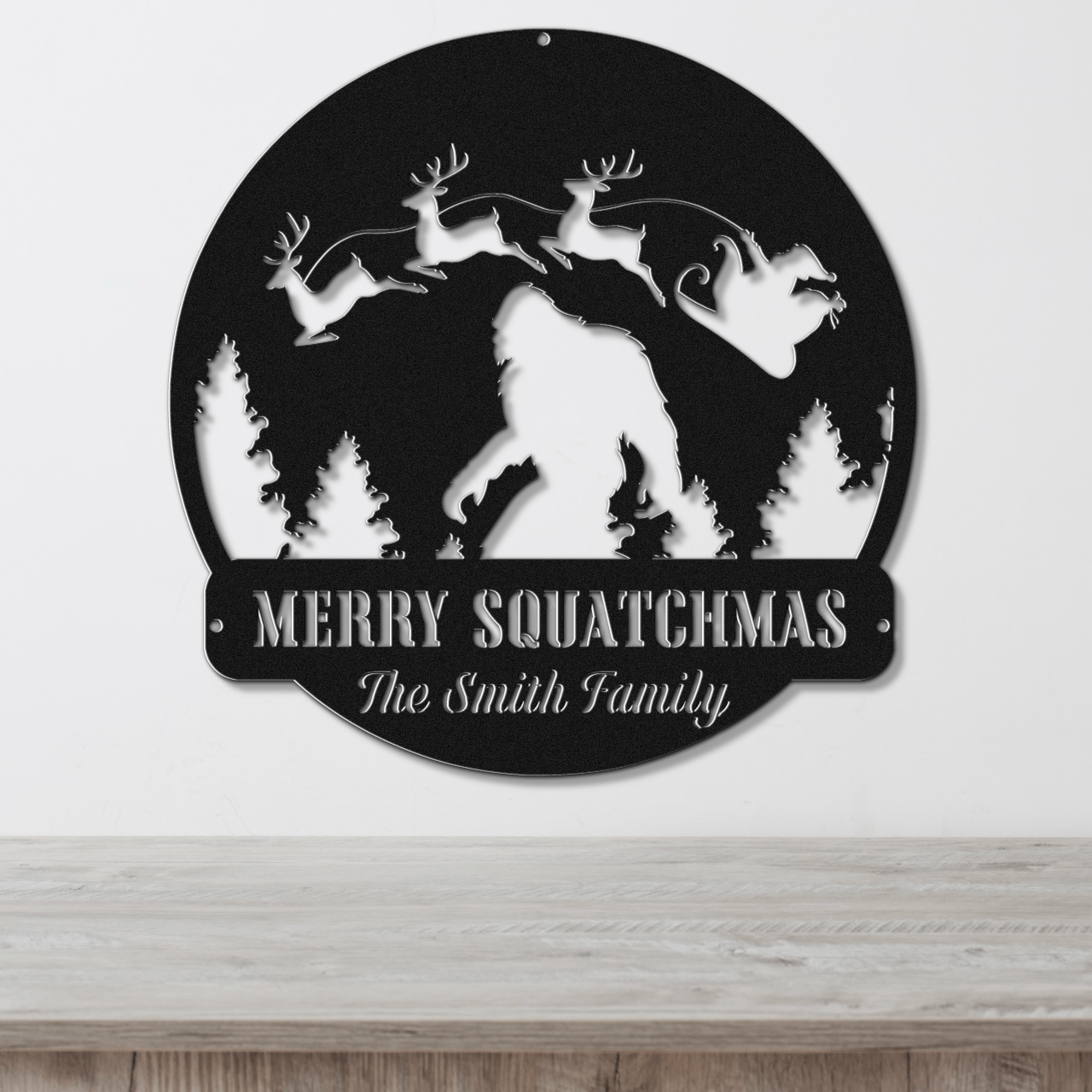 Twas the Night Before Sasquatch Christmas Card Display - Out of Office Outfitters - Die - Cut Sign