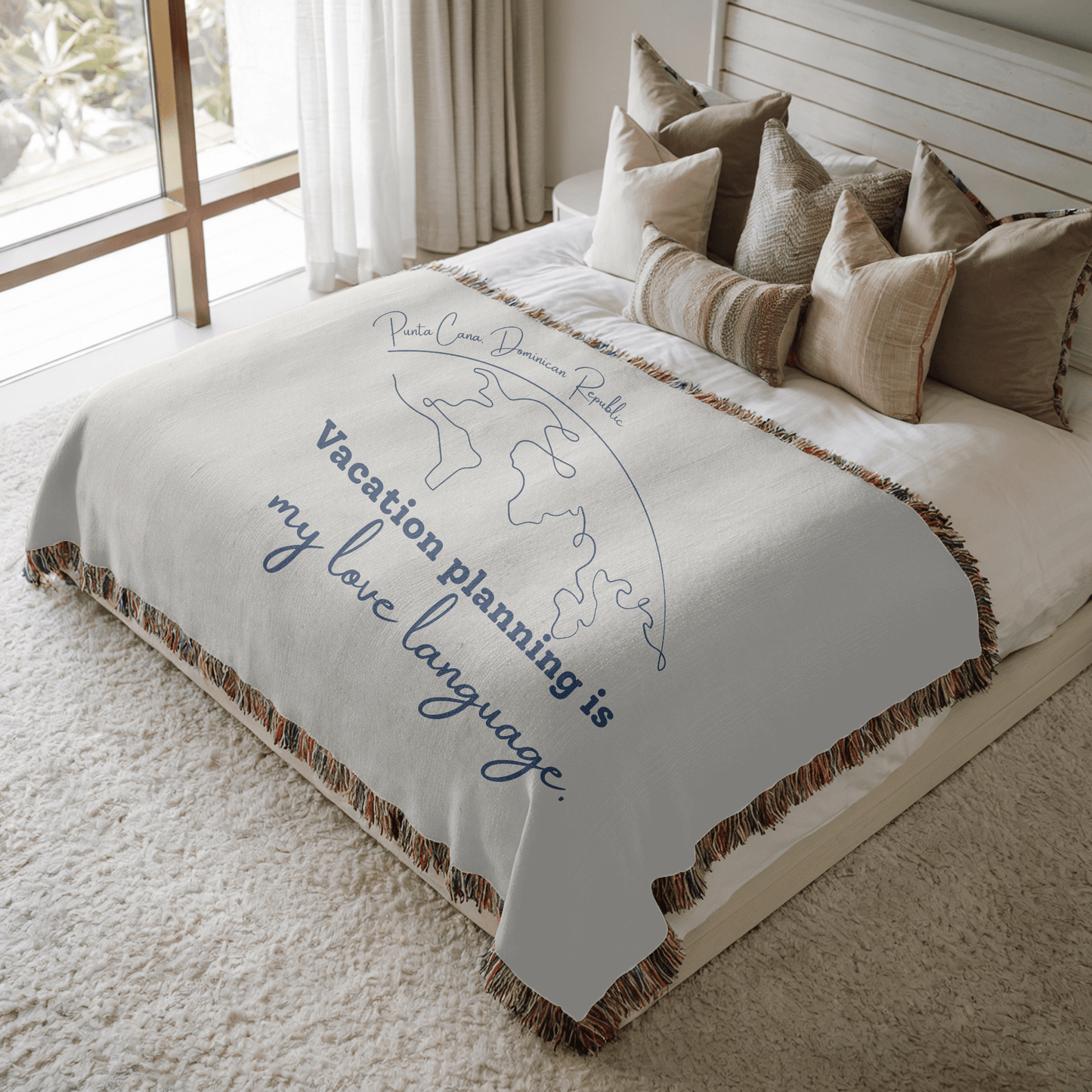 Vacation Planning is My Love Language Blanket - Woven Keepsake Travel Memory Throw - Out of Office Outfitters - Home Decor