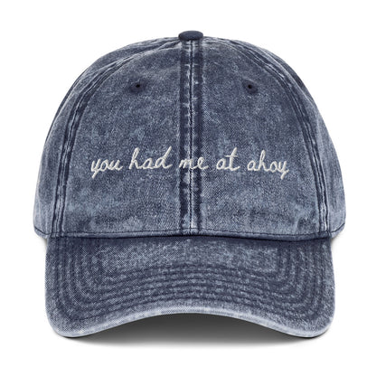 "You had me at ahoy" Funny Travel Hat for Cruise Lovers - mock up