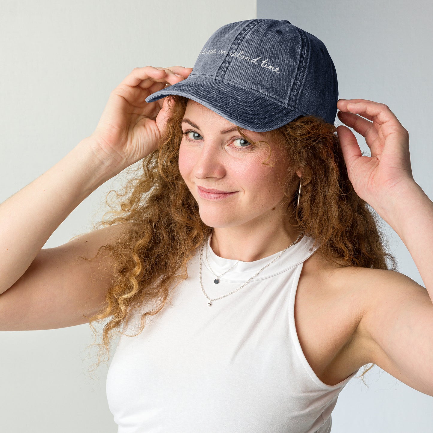 "Always on island time" Travel Hat for Beach Lovers - mock up