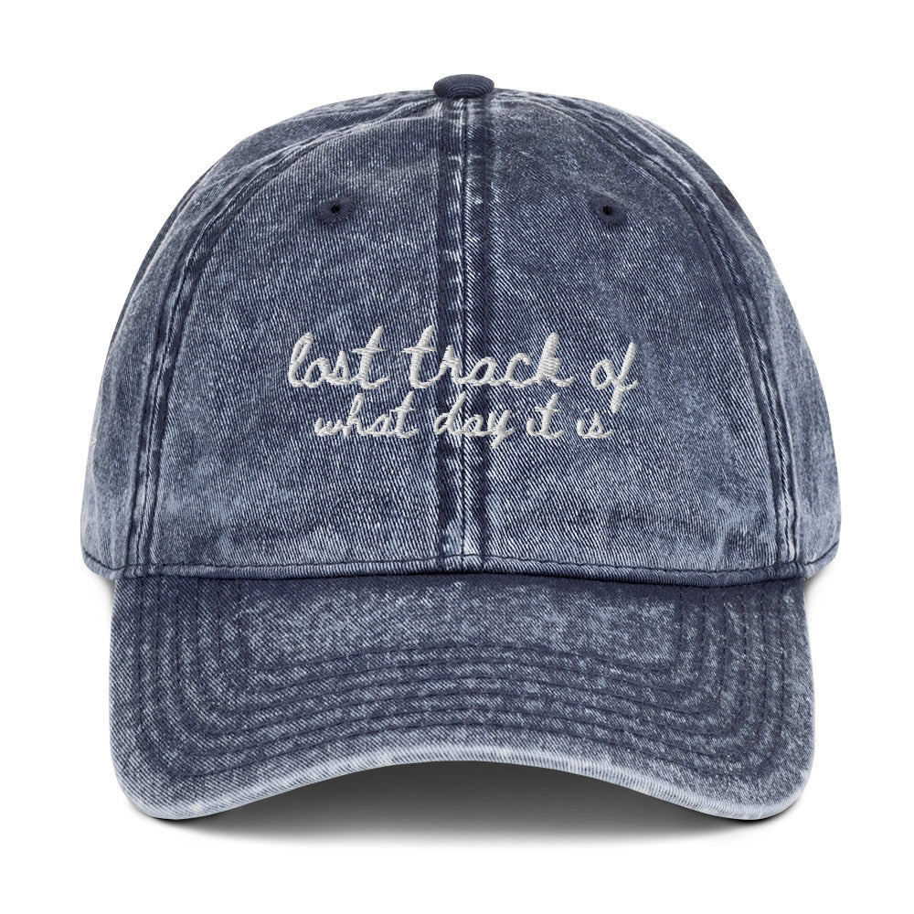 "Lost track of what day it is" Funny Travel Hat for Beach Lovers - Mock Up