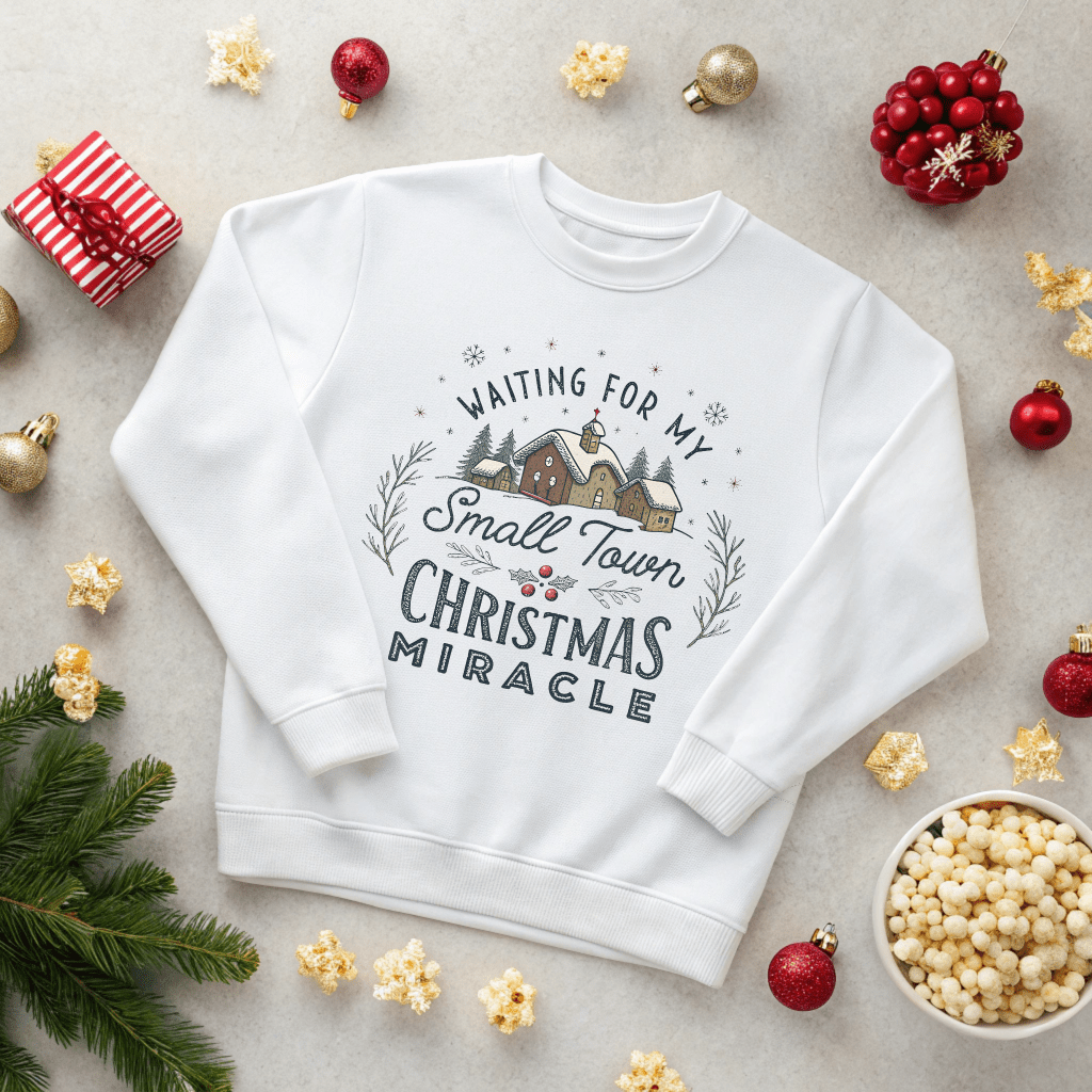 Waiting on my Small Town Christmas Miracle Christmas Sweatshirt - Out of Office Outfitters - Sweatshirt