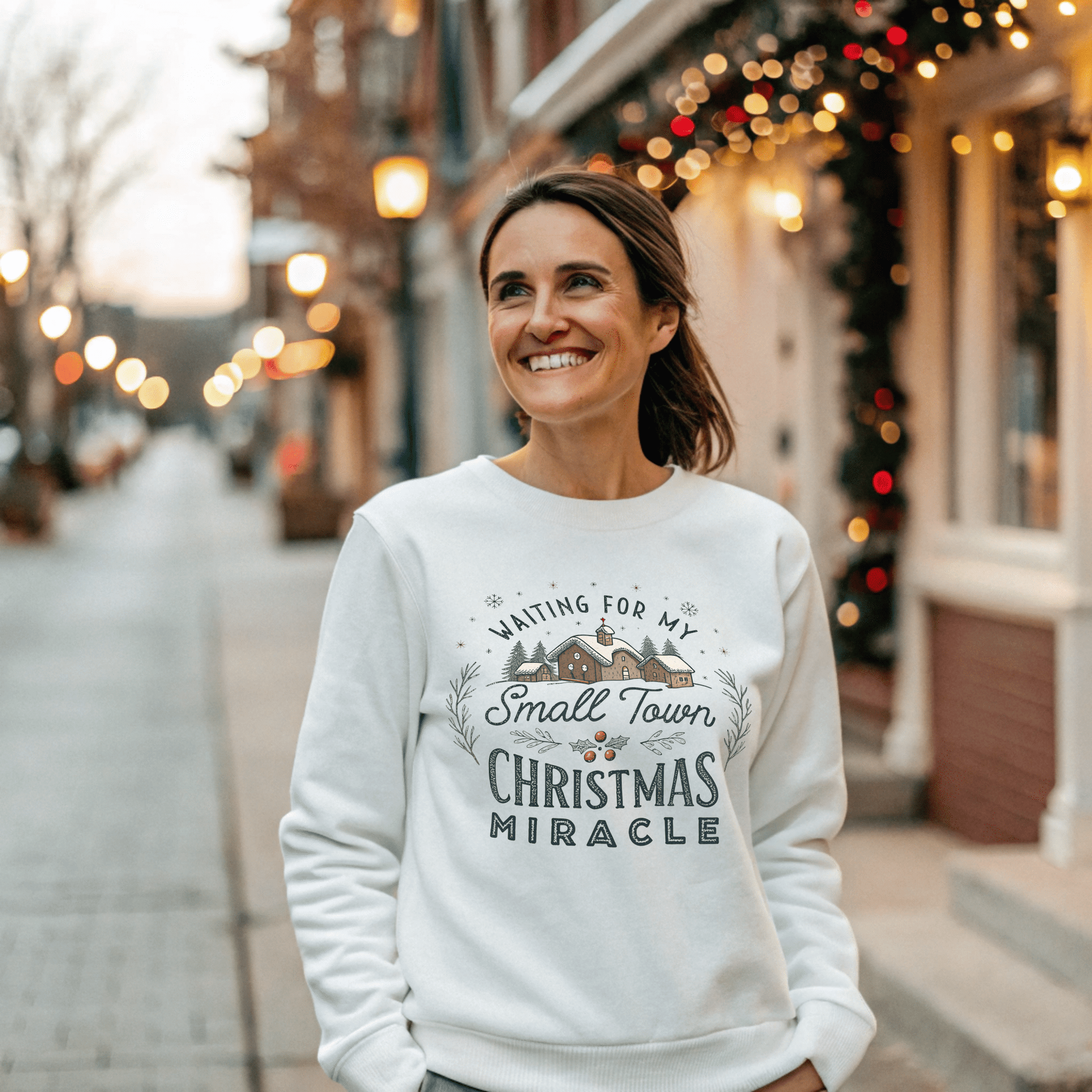 Waiting on my Small Town Christmas Miracle Christmas Sweatshirt - Out of Office Outfitters - Sweatshirt