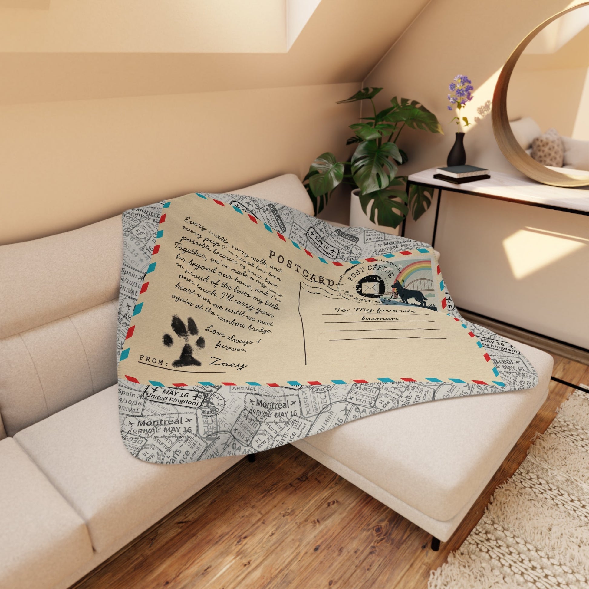 Warm Sherpa Postcard Blanket Featuring Your Handwritten Message - Out of Office Outfitters - Home Decor