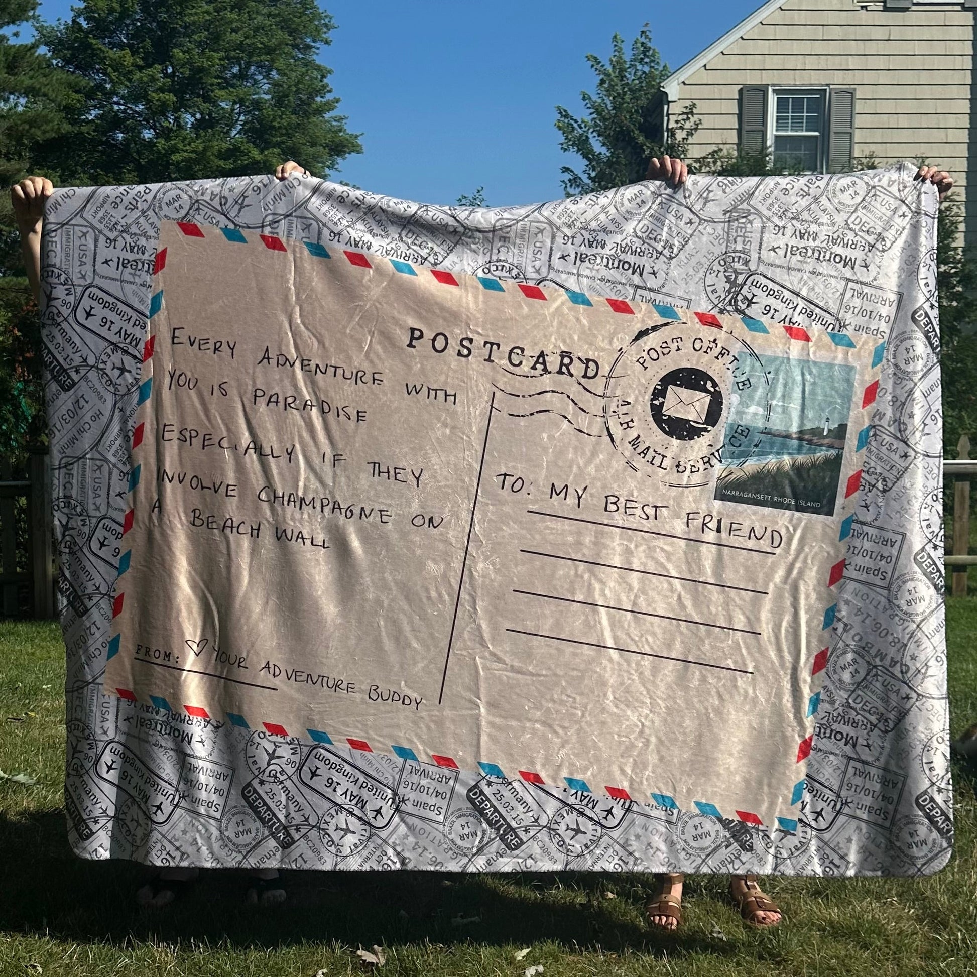 Warm Sherpa Postcard Blanket Featuring Your Handwritten Message - Out of Office Outfitters - Home Decor