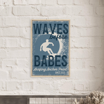 Waves Before Babes Framed Canvas - Out of Office Outfitters - Print Material