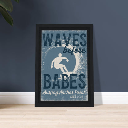 Waves Before Babes Framed Canvas - Out of Office Outfitters - Print Material