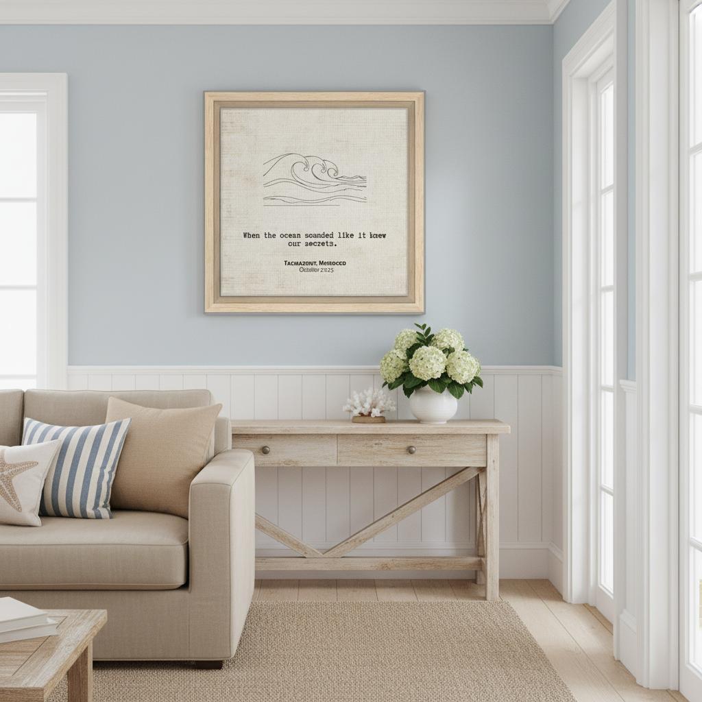 "When the Ocean Knew Our Secrets" - Personalized Travel Micro Memory Framed Canvas - Out of Office Outfitters - Print Material