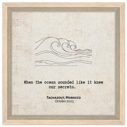 "When the Ocean Knew Our Secrets" - Personalized Travel Micro Memory Framed Canvas - Out of Office Outfitters - Print Material