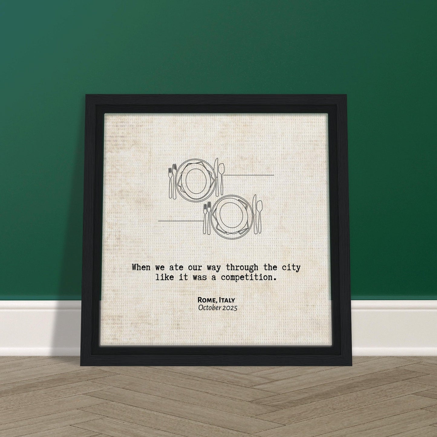 "When We Ate Our Way Through the City" - Personalized Travel Micro Memory Framed Canvas - Out of Office Outfitters - Print Material