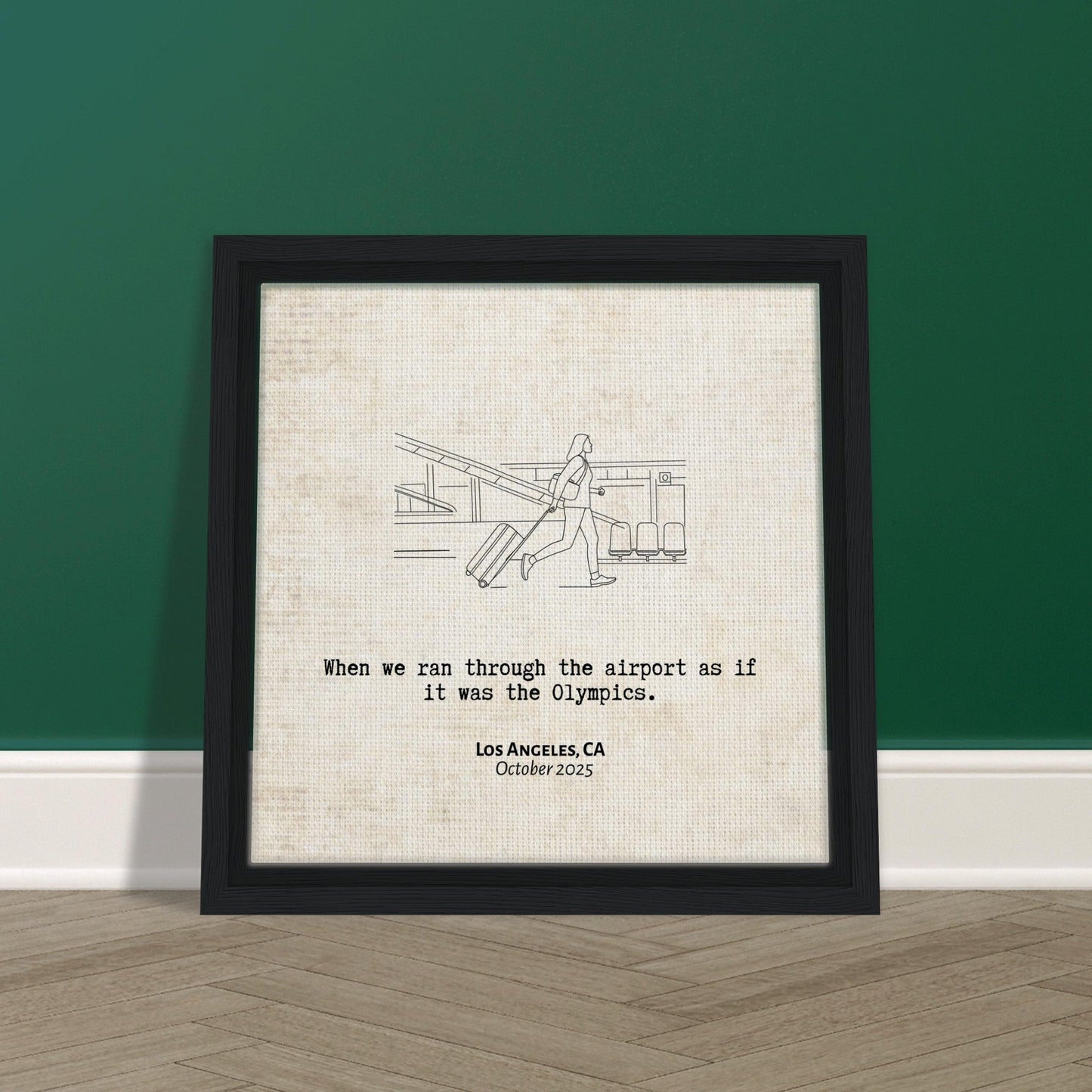 "When We Ran Through the Airport" - Personalized Travel Micro Memory Framed Canvas - Out of Office Outfitters - Print Material