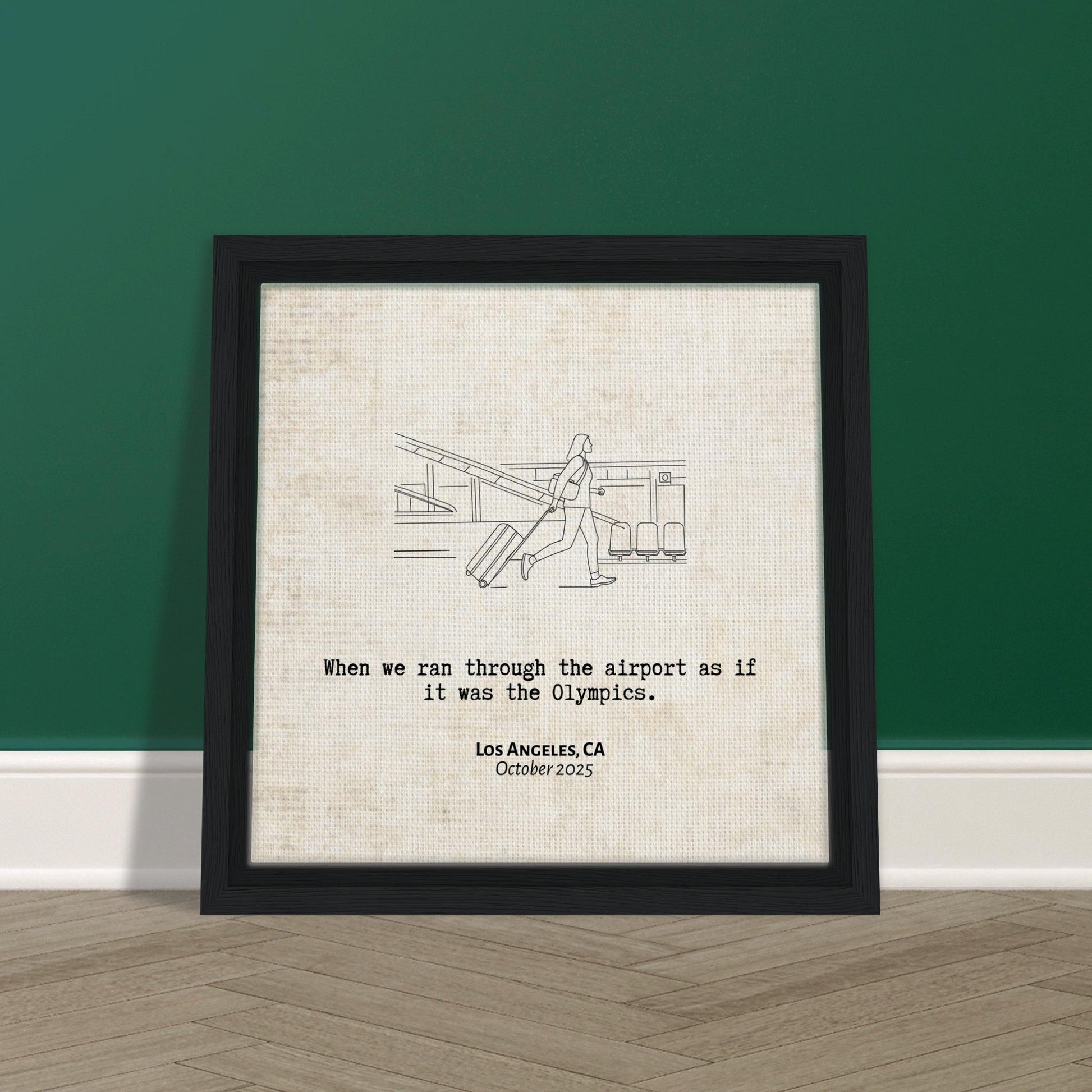 "When We Ran Through the Airport" - Personalized Travel Micro Memory Framed Canvas - Out of Office Outfitters - Print Material