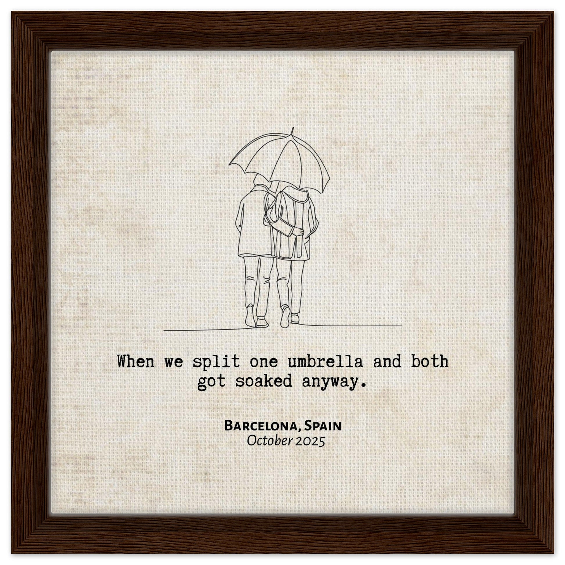 "When We Split One Umbrella" - Personalized Travel Micro Memory Framed Canvas - Out of Office Outfitters - Print Material