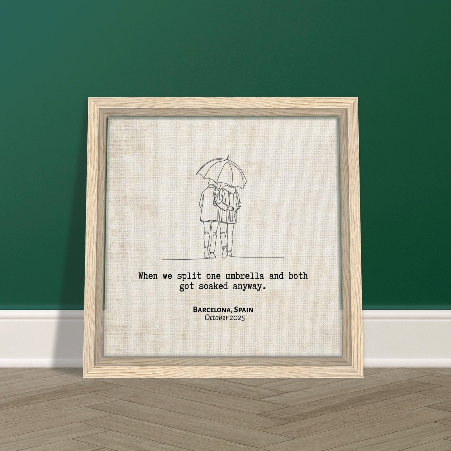"When We Split One Umbrella" - Personalized Travel Micro Memory Framed Canvas - Out of Office Outfitters - Print Material